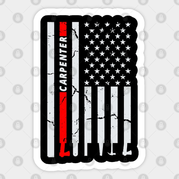 Carpenter Woodworking Tools American US Flag Father's Day Sticker by Swagmart